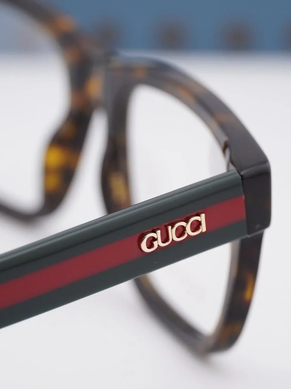 Gucci GG1870O 002 Square Eyeglasses 53mm - Havana / Green / Red